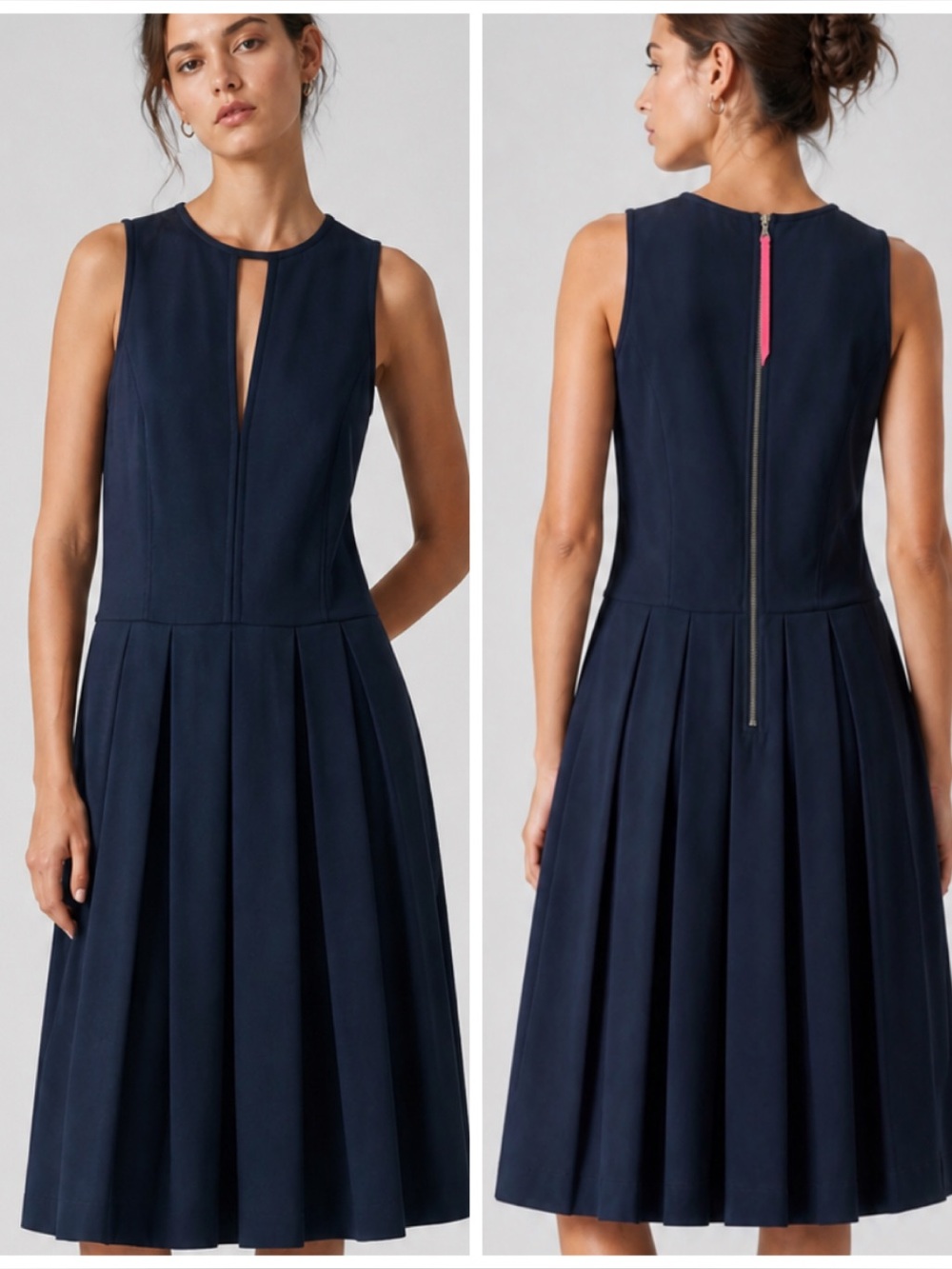 Rebecca Taylor Bella Sleeveless Fit and Flare Dress in Navy Blue